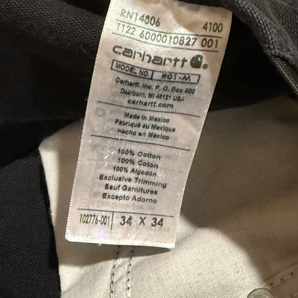 Carhartt 102776 R01 Black Canvas Duck Double Knee Carpenter Overalls 34x34 faded - Picture 3 of 5